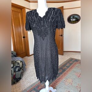 Vintage Black Beaded Mini Dress NWT